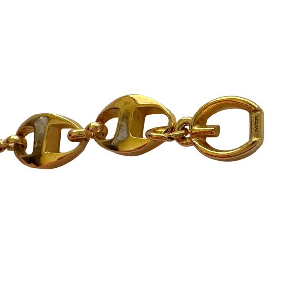 Givenchy Oval Mirrored Gs Gold Plate Bracelet with Clear Gemstones - Picture 6 of 10